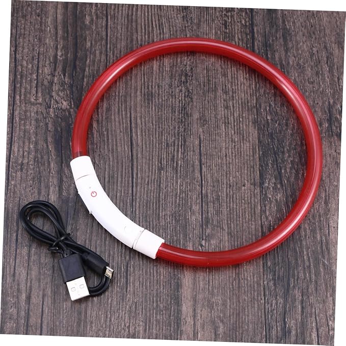 ibasenice LED Dog Collar Rechargeable Glowing Pet Collar for Night Safety Red Durable Energy Saving Design and Flexible for Dogs
