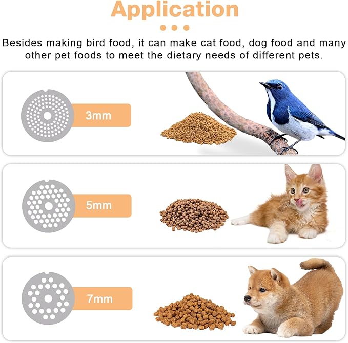 YUCHENGTECH Comercial Electric Animal Feed Pellet Machine Pet Food Pellet Machine 1500W for Commercial Mass Production Dog Cat Bird Feed with 3mm/5mm/7mm Molds 110V