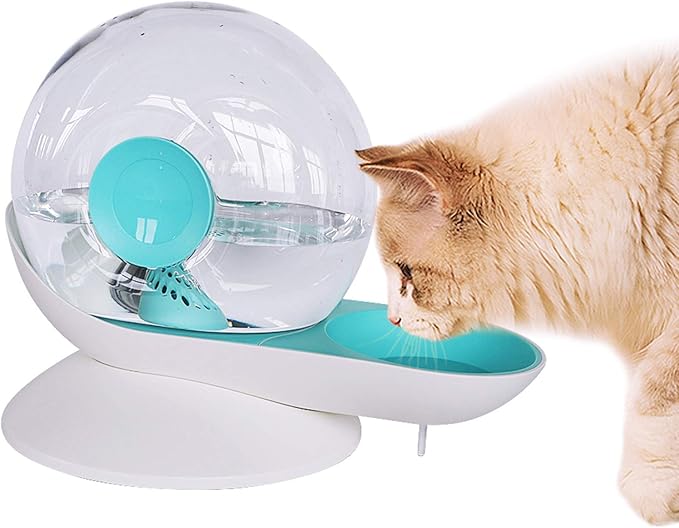 Cat Dog Water Dispenser,Cats Gravity Waterer Feeder Bowl,Snail Shape Cats Automatic Drinking Fountains for Cats/Dogs Non-Slip Round 2.8L