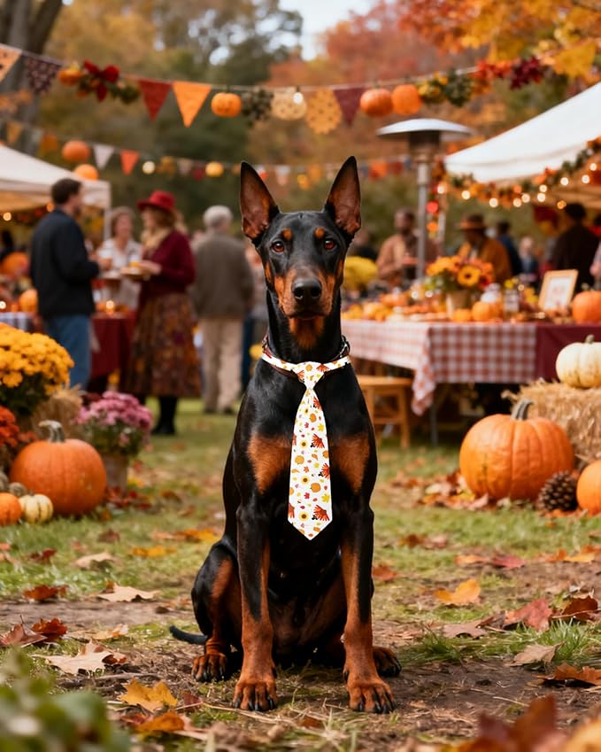 PET SHOW 10 Pack Thanksgiving Big Dog Ties Neckties for Large Breed Dogs XL Adjustable Holiday Grooming Accessories Neck Ties Bowties Girl Boy Pets Festival Costumes Party Gift Favor(Large)