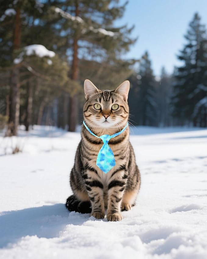 PET SHOW 10 Pack Winter Small Dog Ties Neckties for Doggies Cats Adjustable Neck Ties Girl Boy Pets Snowflake Costumes Puppy Grooming Accessories Holiday Party Gift Favor