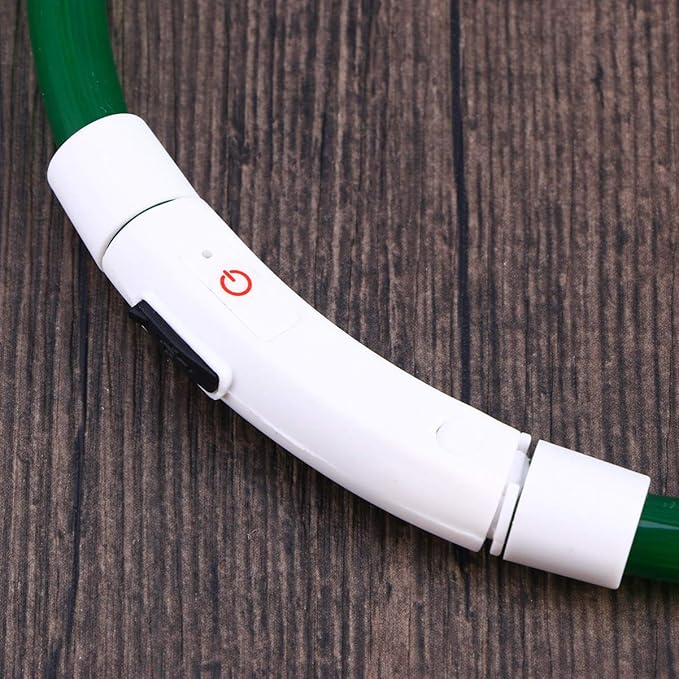 KESYOO Led Dog Collar USB Rechargeable Glowing Silicone Pet Collar Green -Saving Light for Night Safety and Visibility