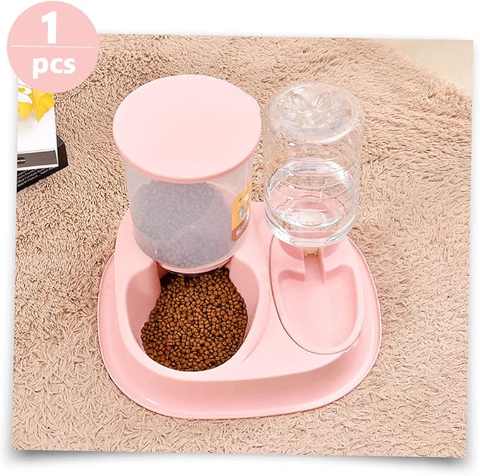 GANAZONO Automatic Cat and Dog Water Dispenser Feeder Dual Bowl Design for Easy Feeding Removable and Easy to Clean for Pet Owners and Stores and Break-Resistant Large Capacity Pink
