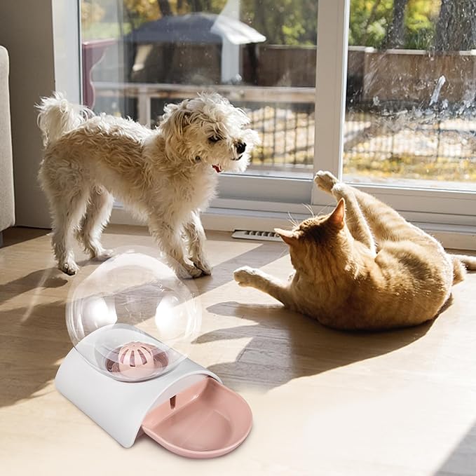 BESPORTBLE Pet Automatic Waterer Bubble Water Dispenser Large Capacity Pink Pet Water Holder Suitable for Dogs and Cats Indoor Feeding