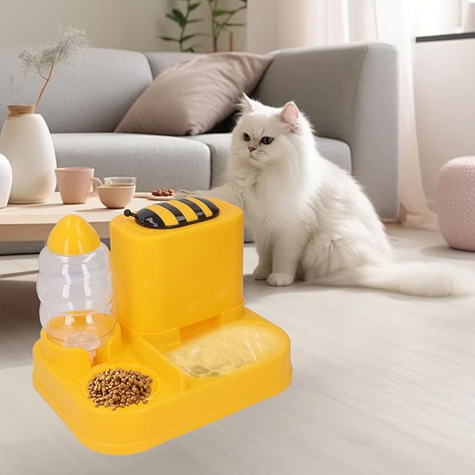 2 in 1 Automatic Pet Feeder and Water Dispenser for Cats Dogs Large Capacity Dry Wet Separation Food and Water Dispenser Set Easy to Assemble and Use