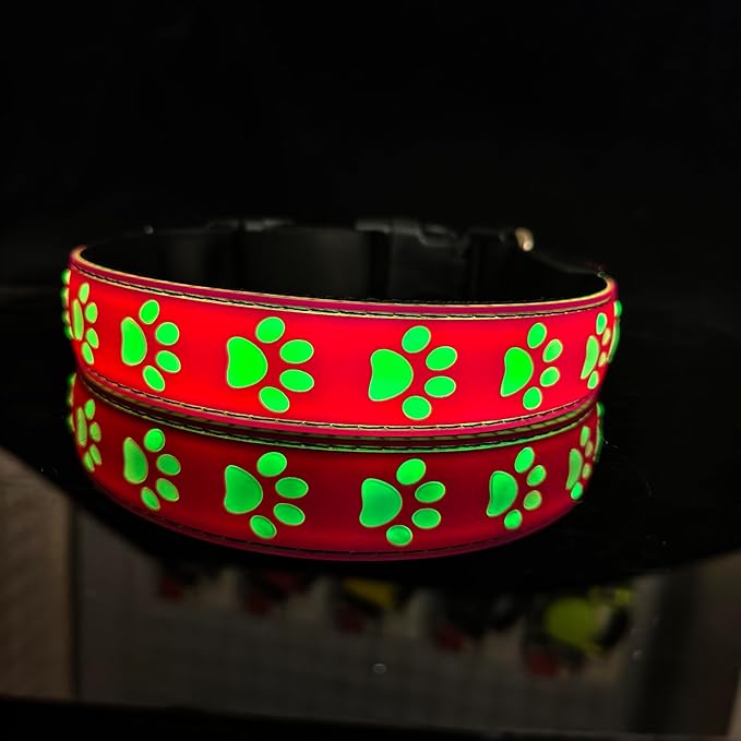 Subversive USB-C led Light up Dog Collar, Subversive 3D Cross Design Comfortable and Soft Material,Multicolored Lighting (PAW-Pink, XS(7.87-11.8"))