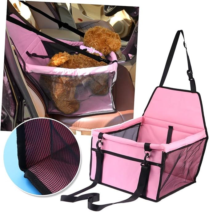 Sosoport Pet Safety Seat Breathable Mesh Pet Carrier for Dogs Cats Straps Front Storage Bag for Travel Thick Support Rods