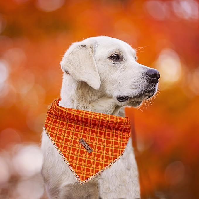 Elegant Little Tail Fall Dog Bandana - Halloween Bib Scarf for Girl Boy Dogs - Soft Washable Square Adjustable Kerchief for Small Medium Large Dogs