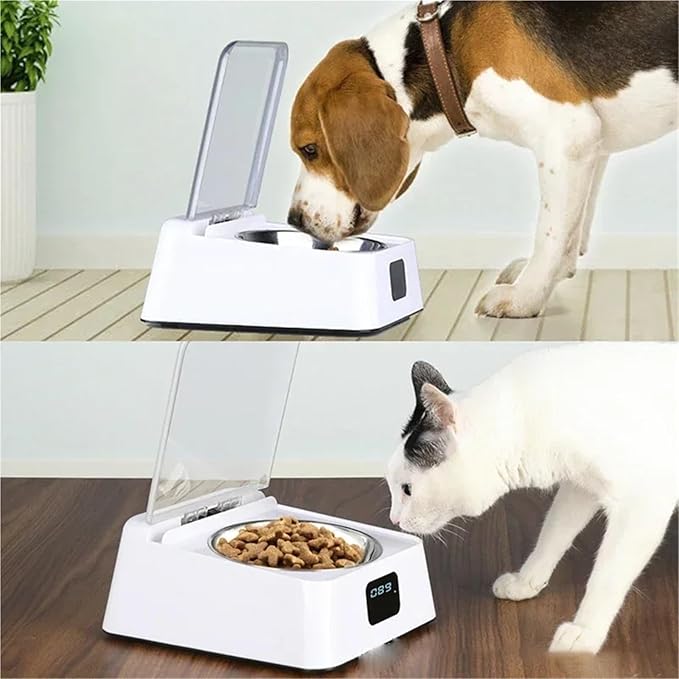 Intelligent Automatic Pet Feeder, Infrared Sensor Auto-Open Cover Moisture-Proof Food Dispenser for Dogs Cats