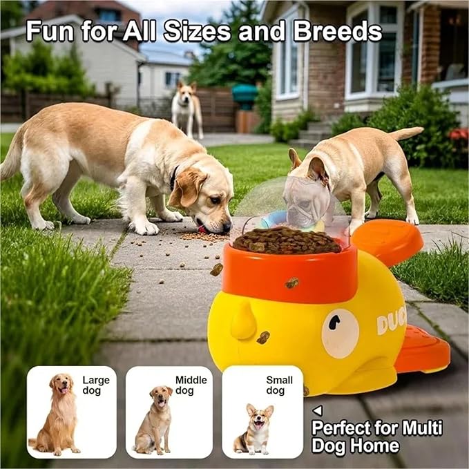 Interactive Dog Puzzle Feeder - Cartoon Duck Design Treat Dispenser for Training and Play(White)