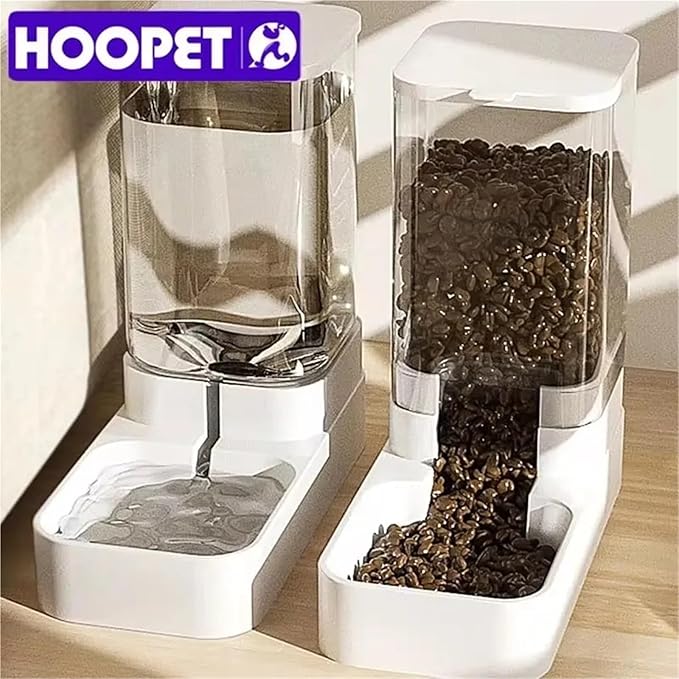 Automatic Pet Feeder and Water Bowl - Transparent Food Storage Feeder for Dogs and Cats - Ideal for Puppies and Kittens(Feeder and Drinker)