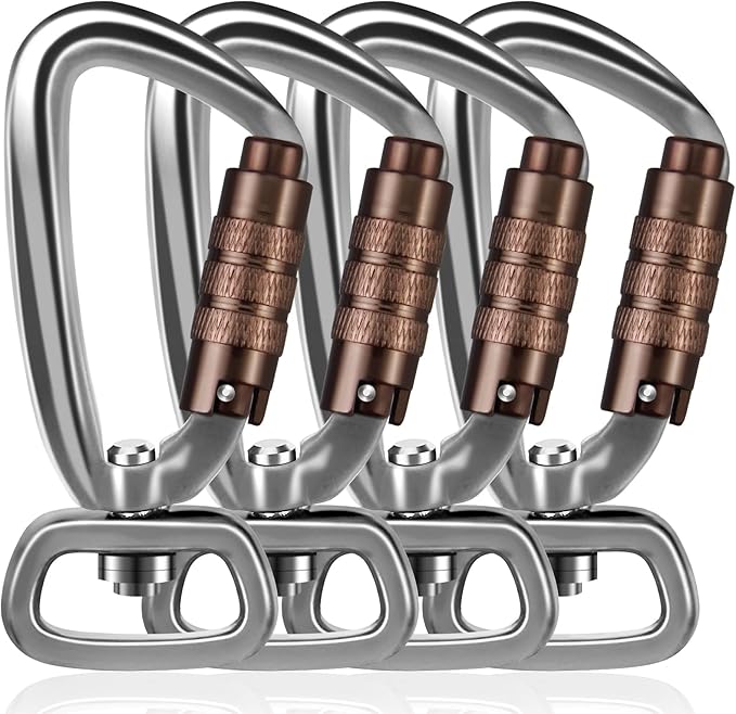 Locking Carabiner Clip 2.5" with Swivel Ring for Securing Pets, Dog Leash Harness, Camping, Hiking, Keychains