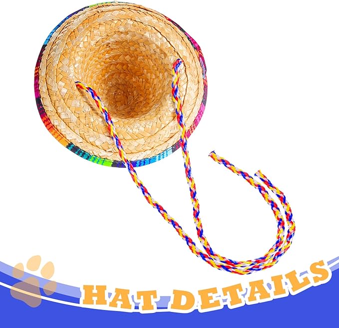 Saintrygo Dog Sombrero Hat Pet Christmas Costume Straw Mexican Hat and Dog Bandana Pet Triangle Bib for Mexican Cowboy Christmas Decorations