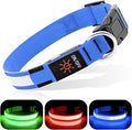 BSEEN Light Up Dog Collar - Reflective LED Light Puppy Collar Rechargeable Waterproof Glow in The Dark Dog Collars for Small Medium Large Dogs (Royal Blue, Medium)