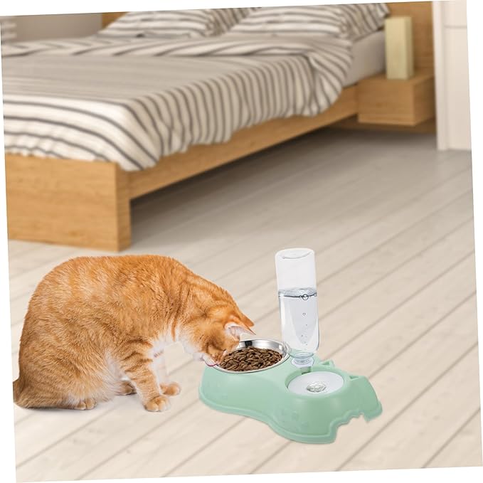 1Set Pet Double Feeder for Dogs and Cats Automatic Water Food Feeding Device with Non Slip Base Practical Pet Supply for Home and Pet Shops for Rabbits and Other
