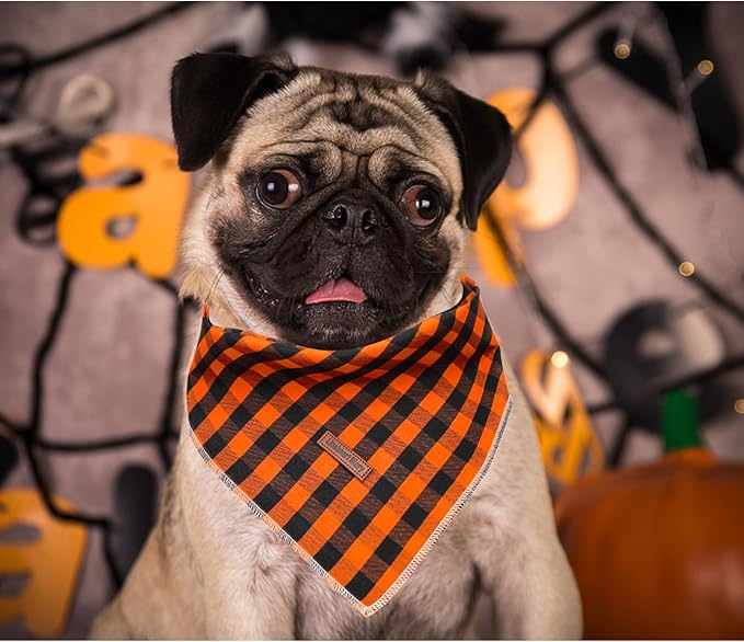 Lionheart glory Dog Bandana 1 Pack Washable Soft Dog Scarf, Fall Bib Scarf Boy Girl Bandanas Square Halloween Bandanas for Small Medium Large Dogs