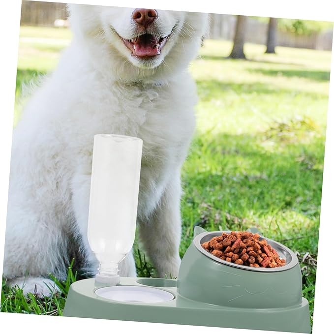 POPETPOP Automatic PET Feeder with Water Dispenser Dual Bowl Design for Cats and Small Dogs Skid Base Detachable for Easy Cleaning for Indoor Use