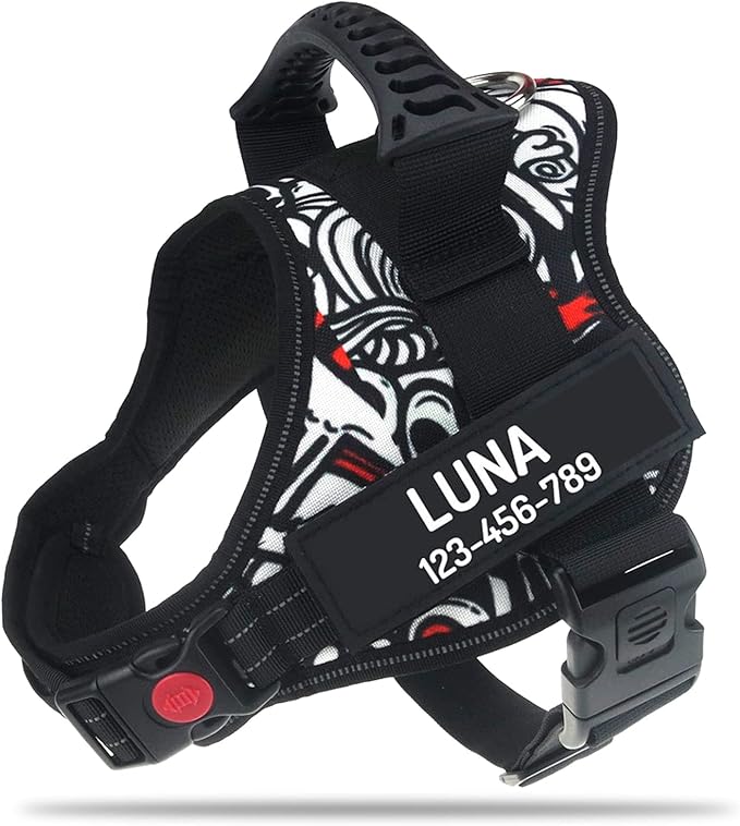 Personalized No Pull Dog Harness with Custom Name and Phone Number by PawPawify, Heavy Duty Pet Vest to Prevent Tugging, Pulling, or Choking, Training and Walking