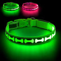 Flashseen Light Up Dog Collars, Adjustable LED Dog Collar Rechargeable, Glow in The Dark Dog Collars Super Bright Glow Collars for Night Walking for Dogs (Green, Small)