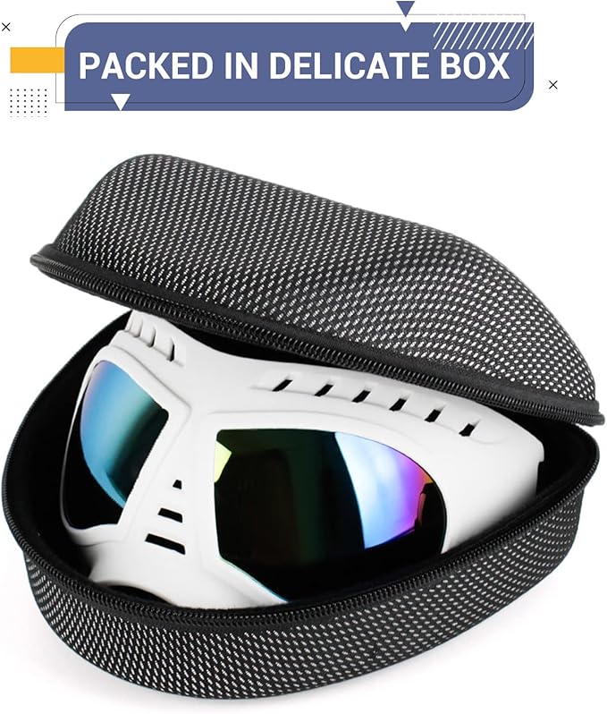 Namsan Dog Goggles for Large Dogs, Wide Snout & Soft Frame, Tactical Driving Sunglasses for Dogs Medium to Large Breed, Anti-UV Dog Eye Protection, Windproof Dustproof, Adjustable, White