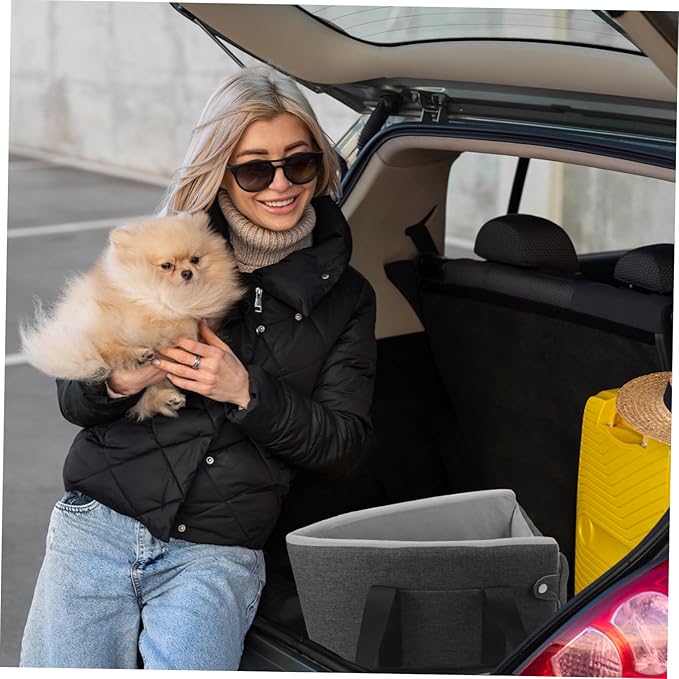 POPETPOP Dog Car Seat for Pets Portable Center Console Design Comfortable Durable Travel Seat for Dogs and Cats for All Seasons Fits Car Models
