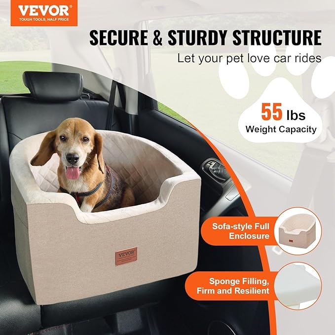 Dog Booster Car Seat Pet Car Seat for Small Medium Dog up to 55 lbs Brown