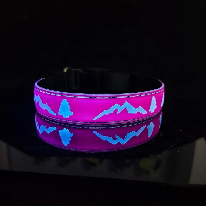 LED Dog Collar, 15 Light Modes, USB-C Rechargeable, Silicone Material, Adjustable Size, (Pink, M(11.8-15.7"))