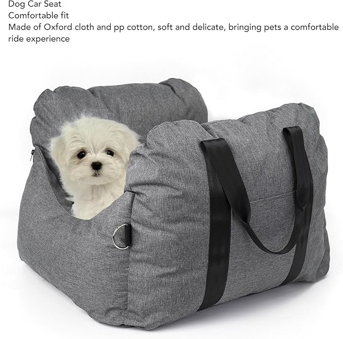 Pet Travel Safety Car Seat, Portable Removable and Washable Comfortable Material Elevated Pet Booster Seat with Thick Cushion for Travel and Trip(Gray)