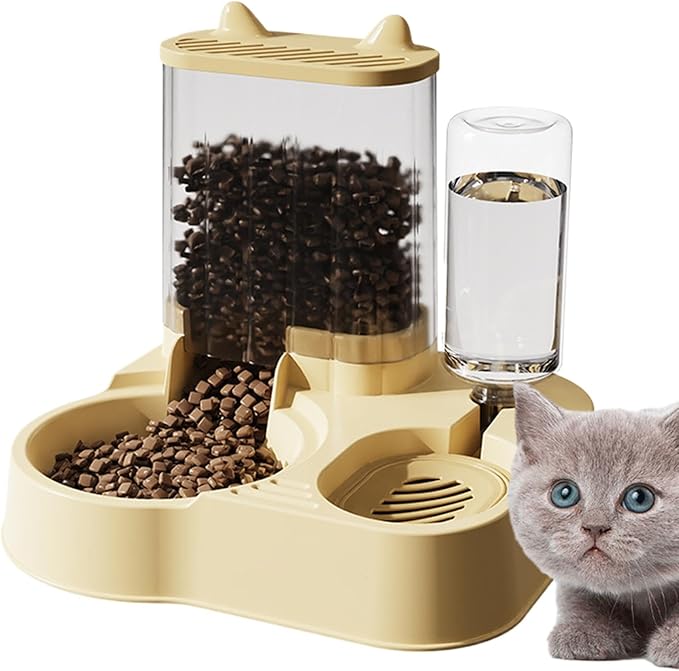 Automatic Cat Feeder - 2 in 1 Cat Automatic Feeder | 2.3L Cat Feeder and Water Dispenser | Anti-Tip Cat Food Dispenser Automatic | Automatic Dog Food Bowl Large Capacity Automatic Pet Feeder