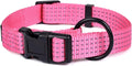Mile High Life Dog Collar, Nylon Reflective Dog Collars w Pull D-Ring, Light Weight Puppy Collars, Hanger Dog Collars for Large Dogs(Pink, Small)