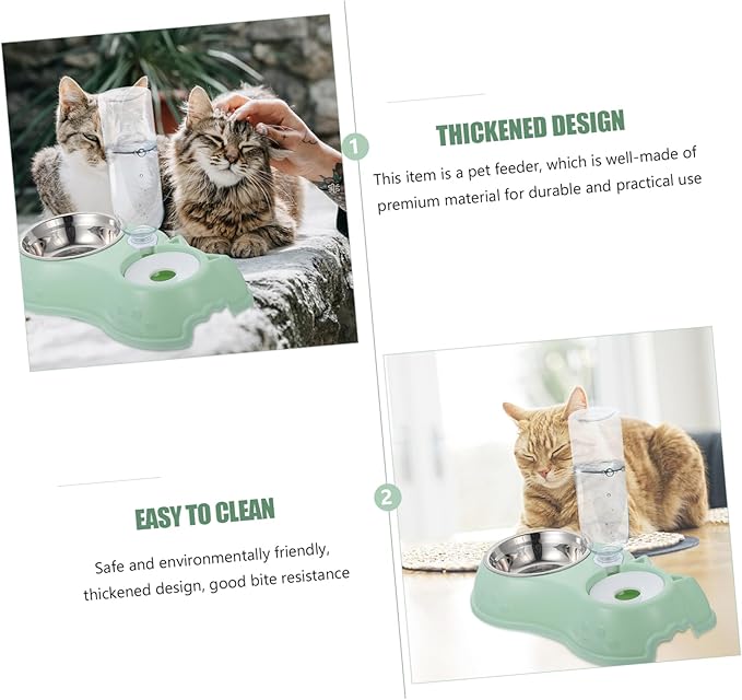 Luxshiny 1Set Pet Dual Feeder Automatic Dog Water Food Dispenser Non Slip Base Opaque Design for Freshness for Dogs and Cats