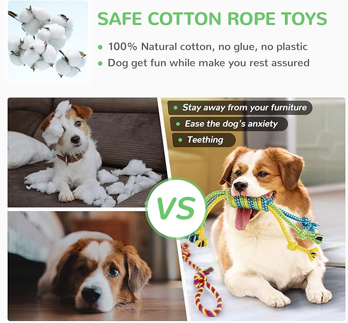 LEGEND SANDY Puppy Toys, Squeaky Dog Toys for Small Dogs, 12 Pack Puppy Chew Toys for Teething, Dog Rope Toy and Cute Stuffed Animals Value Bundle