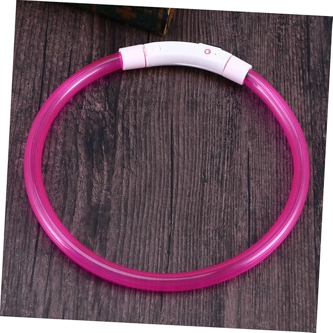 Milisten Led Night Light Dog Collar USB Rechargeable Pet Collar Flashing Light Modes Neon Pink for Safe Walks