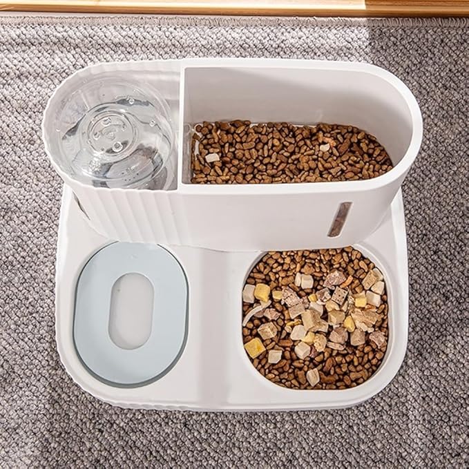 2 in 1 Gravity Cat Food and Water Bowl Set, Automatic Cat Feeder, Dog Feeder, Pet Gravity Feeder, Automatic Water Dispenser and Food Dispenser for Small and Medium Dogs, Cats, Pets ( Gray : Green )