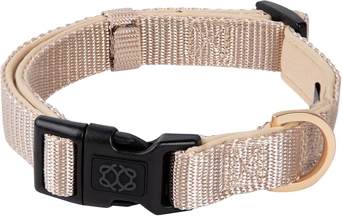 The DOGISTRY - City Collar - Dune - Premium Dog Collar with Padded Neoprene & Signature Fabric - Refined Design & Everyday Luxury - Small
