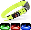 BSEEN Light Up Dog Collars - Rechargeable LED Dog Collar, Adjustable Dog Glow Collar, Reflective Pet Collar, Flashing Dog Lights for Night Walking (Neon Green, Large)