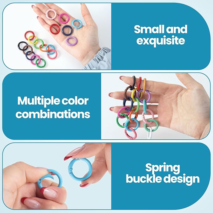 Spring O Rings,Round Spring Snap Keyring, Metal Carabiner Clips for Keychain Handbag Purse Dog