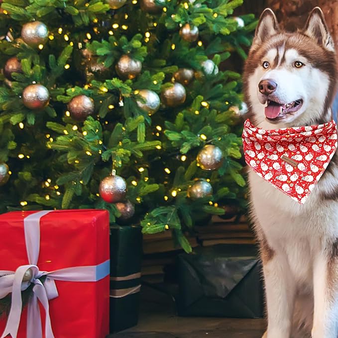 Elegant Little Tail Dog Bandana for Christmas - 1PC Adjustable Soft Washable Square Dog Scarf for Small to Large Dogs