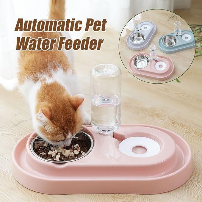 Automatic Pet Dog Cat Drink Water Dispenser Feeder Food Bowl Dish (Pink)