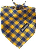 Adjustable Plaid Dog Bandanas,1PC Soft Washable Cotton Triangle Bib Kerchief Scarfs for Small Medium Large Dogs and Cats (Square Yellow, Large)