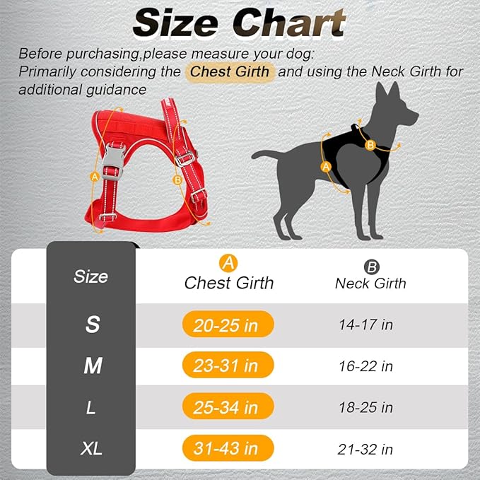 BARKBAY Service Dog Vest Tactical Dog Harness Medium Large Sized Dog Tags Personalized No Pull Adjustable Harness Reflective K9 Working Training Easy Control Military Molle System(Red,XL)