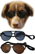G010 Dog Pet Costume Prop Aviator Sunglasses Medium Breeds 20-40 lbs (2-Pack Black+ Tortoise Brown)
