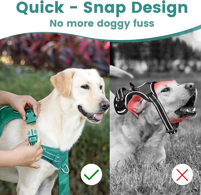 No Pull Dog Harness, Reflective Puppy Vest for Small Medium Large Sized Dog(MARRS Green,XS)