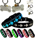 LED Dog Collar with ID Tag Set, Glowing Cross Pattern, Multiple Colors, Silicone Material (Black, S(7.87-11.8"))