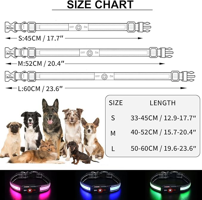 Light Up Dog Collar-Rechargeable & Long-Lasting Power LED Dog Collar Lights for Night Walking, Waterproof & Safety Glowing Collars for Small Dogs [Green-S]