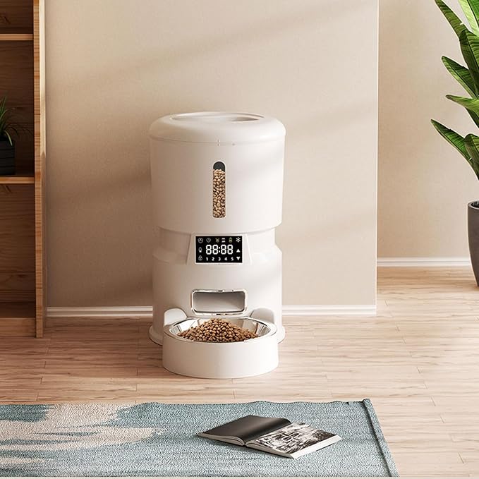 Pet Feeder Smart Automatic Feeder Timed Quantitative Feeding Pet Feeding Machine 4L Pet Food Storage Bucket Suitable Compatible with Cats and Dogs Pets Supplies(Black,Dual Camera)