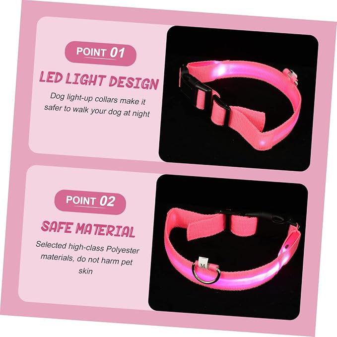 Mipcase 1set Pet Collar Glowing Neck Collar for Dogs and Puppies Rechargeable Led Safety for Night Use Skin-Friendly and Lightweight Design