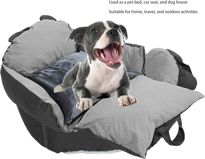 Dog Car Seat, Washable Soft PP Cotton Cushion Pet Carrier for Small Medium Dogs Cats, Universal Pet Bed Booster with Safety Belt, Accessories