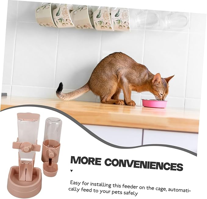 Yardwe 1Set Pet Feeder and Water Dispenser Automatic Hanging Design for Cats and Dogs Stable Convenient Body for Easy Monitoring for Pet Cages