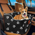 Dog Car Seat for Small Medium Dogs, Detachable Washable Dogs Booster Seat Under 35lbs, Elevated Dog Car Bed with Storage Pockets (Dog Claw Printed, One Size)
